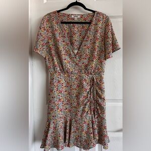 BB Dakota Floral Wrap Mini Dress - Red, Yellow, Green
